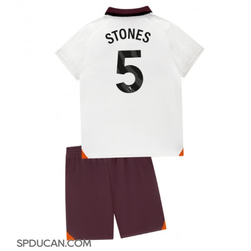 Dječji Nogometni Dres Manchester City John Stones #5 Gostujuci 2023-24 Kratak Rukav (+ Kratke hlače)